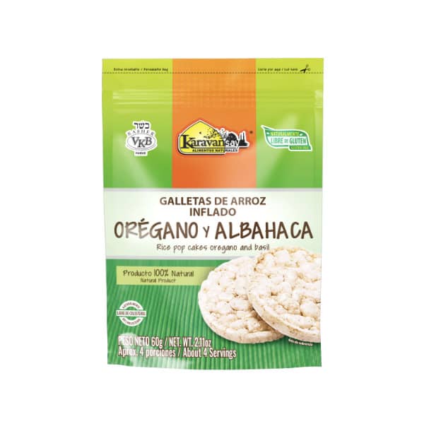 Galletas de arroz inflado oregano y albahaca